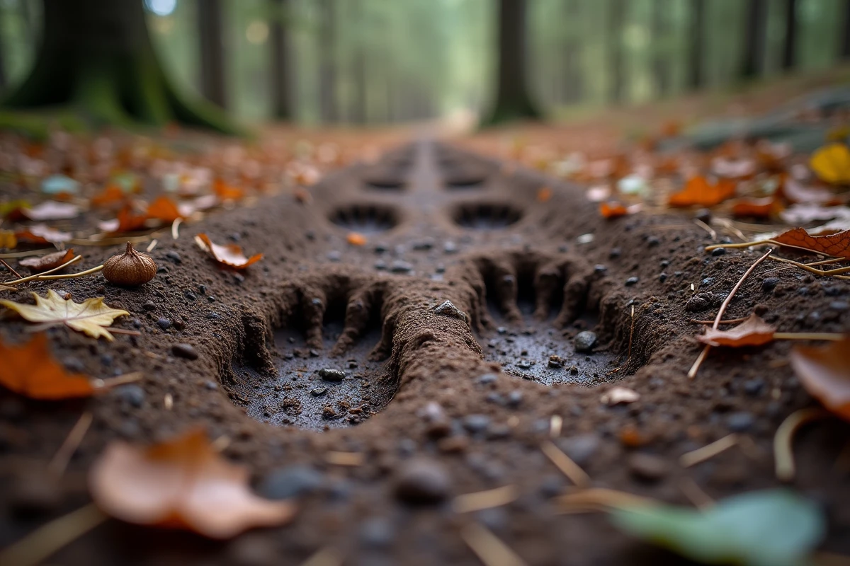 Empreintes de cerf et chevreuil dans la terre humide
