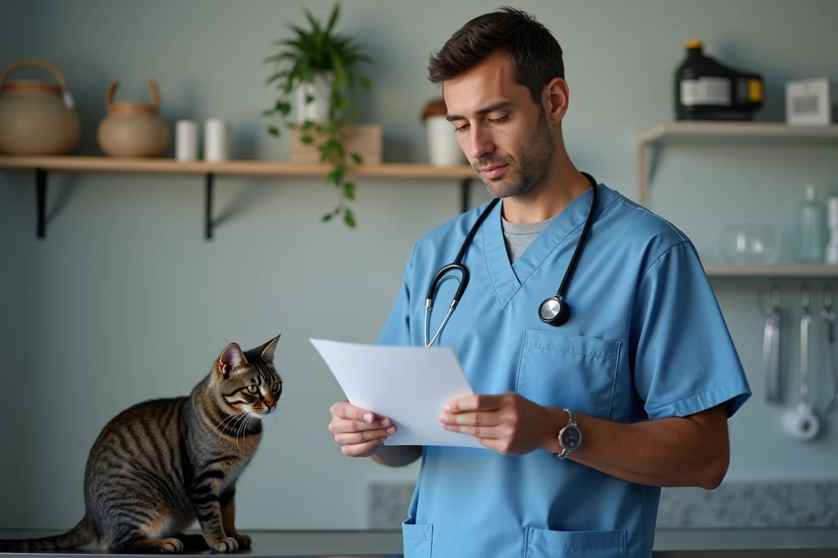 Vétérinaire expliquant à un propriétaire d
