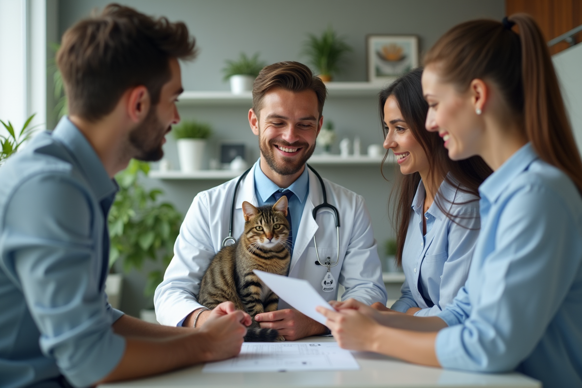Vétérinaire vérifiant le document d